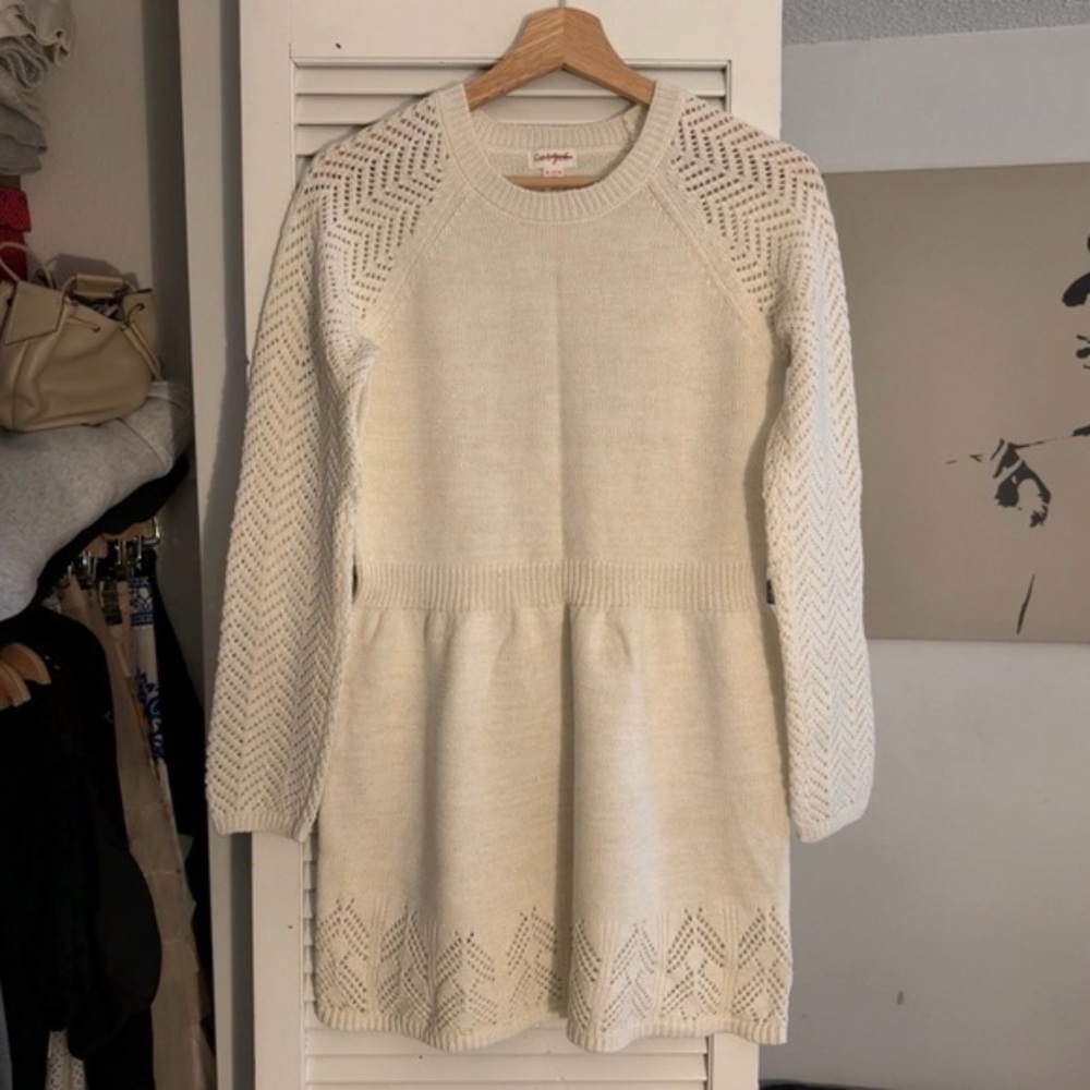 Cat & Jack Girls Knit Sweater Dress | Cream/Ivory | XL (14–16) | NWOT